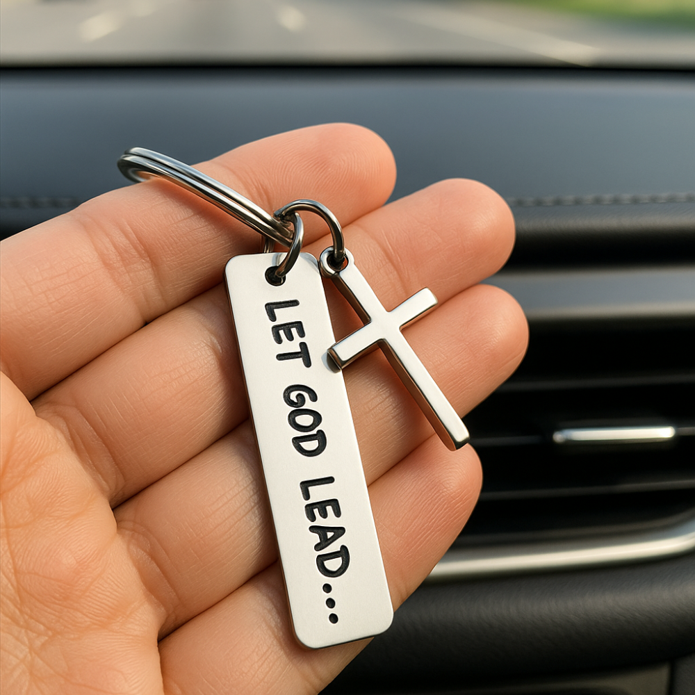 Let God Lead Cross Keychain