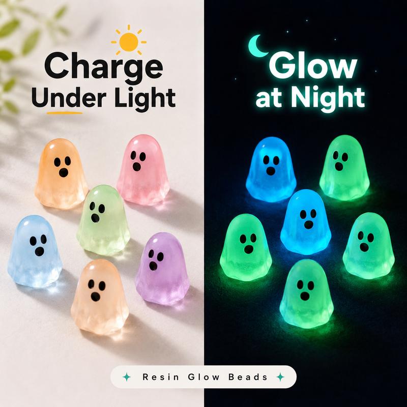 Glow In Dark Ghost Resin Beads